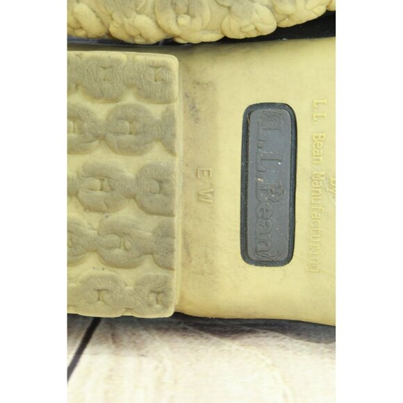 LL Bean Brown Leather 8" Lace Up Round Toe Unlined Ankle Duck Boots Size 7 Wide - Picture 9 of 10